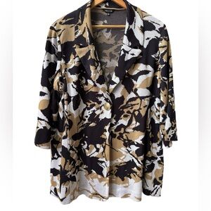 Misook 2x Black Tan Open Front Knit Cardigan Blazer Jacket Collared Career